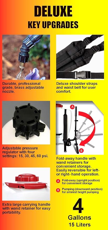 Solo 425-Deluxe 4-Gallon Professional Piston Backpack Sprayer Bundle with Deluxe Padded Straps Accessory