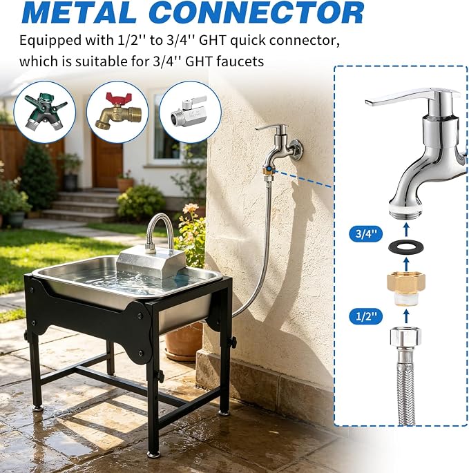 3 Gallons Elevated Automatic Water Dispenser for Dogs,4 Height Adjustable Outside Dog Water Bowl,Stainless Steel Dog Self Watering Bowl Livestock