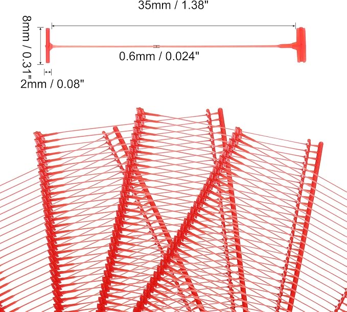 uxcell 5000pcs Standard Tagging Gun Fasteners 65mm Tagging Barbs Pins PP Plastic Tag for Price Tagging Gun, Clothing Tags Gun Attachments for Clothes Bag Fabric, Red