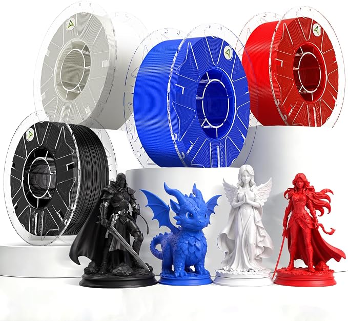 Creality 3D Printer RFID Filament Bundle, Hyper PLA Filament 1.75mm for 3D Printing, Hyper PLA RFID Filament No-Tangling High Precision, 1KG(2.2 lbs) Spool (Black+White+Blue+Red)
