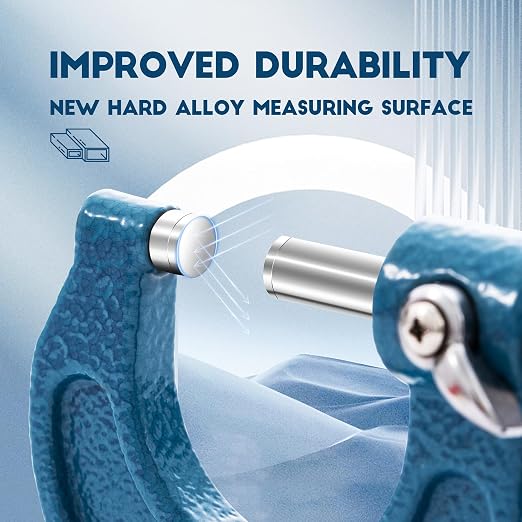 Dasqua Outside Micrometer, 0-1" Range, 0.0001" Accuracy Industrial Tools, Carbide-Tipped, Stainless Steel Precision Machinist Tools