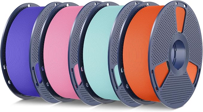 SUNLU 4KG 3D Printer Filament Bundle PLA Matte 1.75mm, Neatly Wound Filament with Matte Finish, Print with 99% FDM 3D Printers, 1kg Spool (2.2lbs), 4 Packs, Orange+Pink Blue+Pink+Purple
