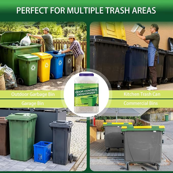 Outdoor Trash Can Deodorizer 4 lbs, Strong Garbage Can Deodorizer for Bins, Heavy Duty Odor Eliminator & Moisture Absorber for Garbage Cans, Trash Bins, Outdoor Waste Containers & Recycling Bins