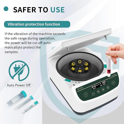 Centrifuge Machine PRP PRF 2ml-5ml/10ml/15ml/50mlx6 Speed 500-4000rpm 2146xg RCF Lab Benchtop Centrifuges Store 9 Programs Timer 30sec-99min