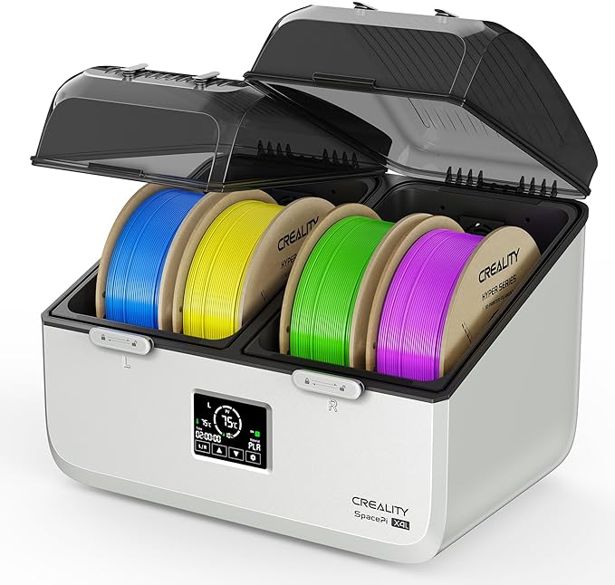 Creality Space Pi X4L Filament Dryer, 4 Spools 3D Printer Filament Dehydrator with Dual Independent Heating Chambers, 75°C High Temp & Smart Drying Box, Moisture-Proof Storage for PLA,PETG,TPU,ABS,etc