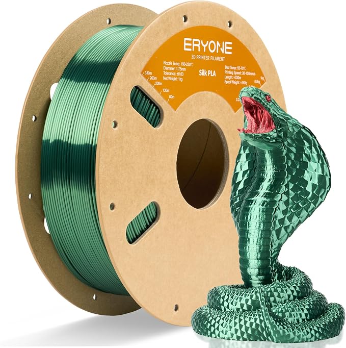 ERYONE Silk PLA Filament for 3D Printer 1.75mm +/- 0.03mm, Shiny Filament 1kg (2.1lbs)/Spool, Olive Green