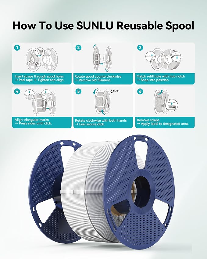 SUNLU Filament Refill 1.75mm,Black+White+Grey+Transparent | petg Refill 4kg,Suitable for Bambu Lab Filament and SUNLU Reusable spools,Dimensional Accuracy +/- 0.02 mm.