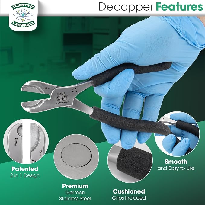 Dual Action Decapper Pliers for Decapping Crimped Vials and Bottles Scientific Labwares (8mm and 30mm)