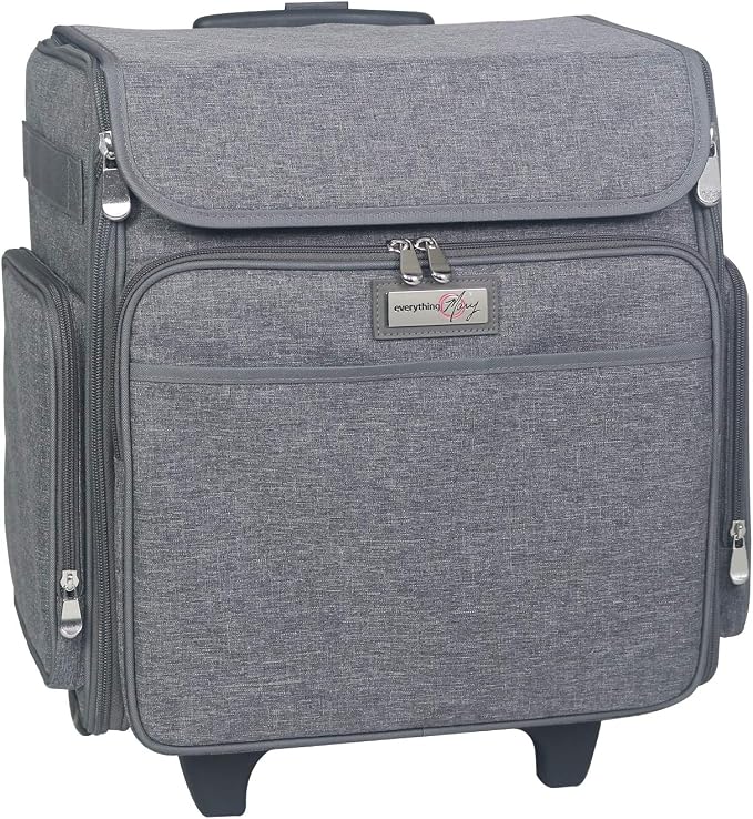 Everything Mary Rolling Scrapbook Tote – Heather Grey Craft Bag with Wheels – Organizer Case for Scrapbooking, Papercraft, Art Supplies & Portable Craft Storage