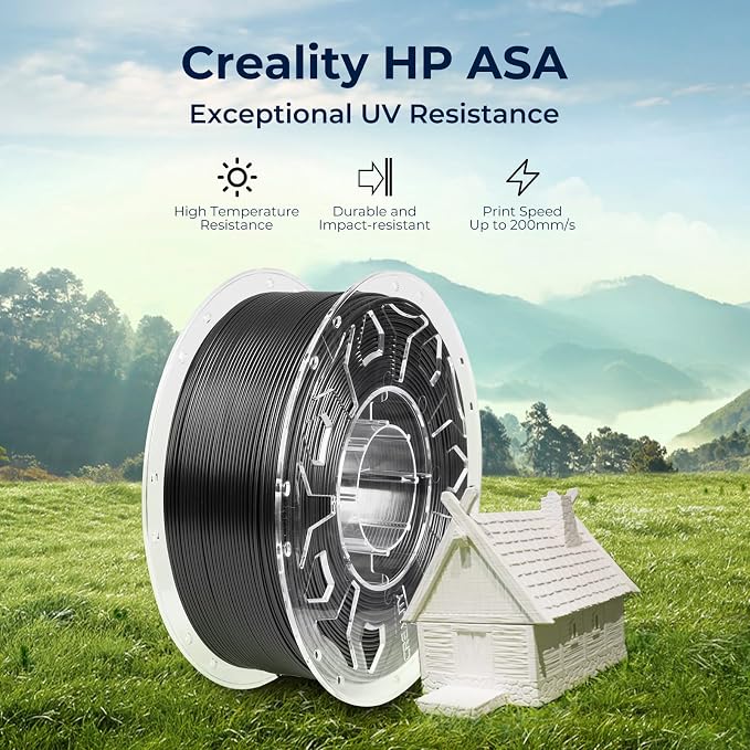 Creality ASA Filament 1.75mm, 1kg Spool (2.2lbs) 3D Printer Filament, High Temperature Tolerance- ASA Filament Perfect for Printing Outdoor Functional Parts, Dimensional Accuracy +/- 0.03mm