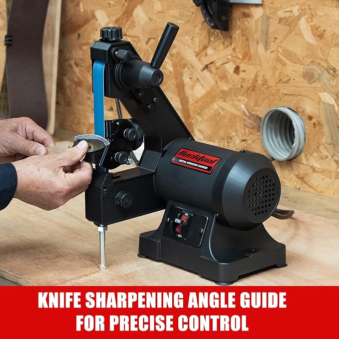Bucktool 2.3A Belt Sander, 1×30 Inch Low-Speed Belt Sander with Knife Sharpening Angle Guide, 1790 RPM Metal Sander for Knife Making & Metalworking