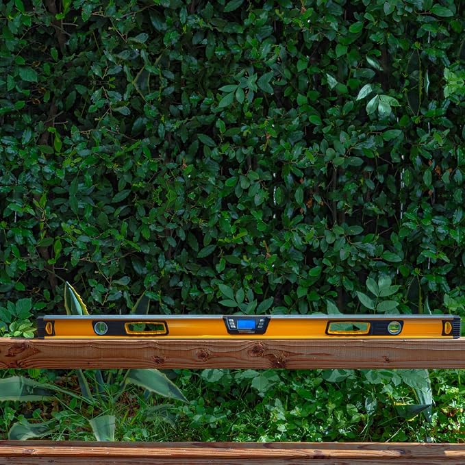 MOTORHEAD 48-Inch 0°-360° SMART DIGITAL Level, LCD Screen, Audible Alerts, Water, Dust & Shock Resistant, Magnetic Bottom, Includes Bag, High-Visibility, Solid-Milled Aluminum, USA-Based Support | Audible Alerts, Water Dust & Shock Resistant, High-Visi...