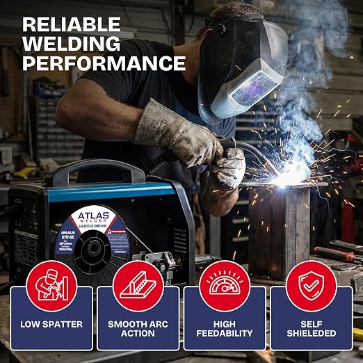 ATLASWELDER Flux Core Welding Wire, E71T-GS .035 Inch 10LB, Gasless Mild Steel MIG Welding Wire with Low Spatter for All Position Welding