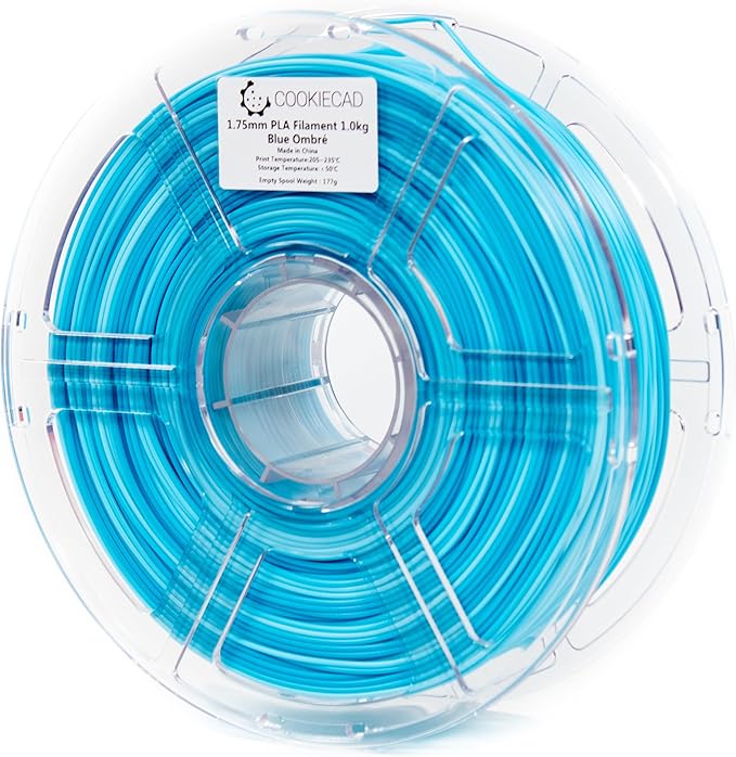 Cookiecad PLA Filament 1.75mm 1kg Rainbow Multicolor 3D Printer Filament - Blue Ombre PLA