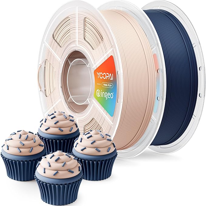 YOOPAI PLA+ Matte Filament 1.75mm, 2KG (4.4lbs) 3D Printer Filament, Dimensional Accuracy +/- 0.02 mm, Beige+Navy Blue