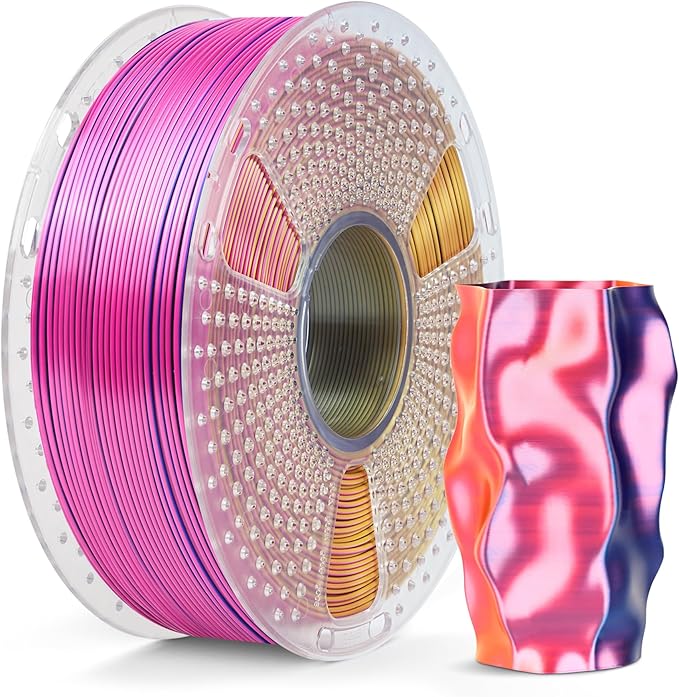 SUNLU Silk Triple Color Pla Filament, Silk PLA 3D Printer Filament 1.75mm, Shiny Silk Texture, Dimensional Accuracy +/- 0.02mm, 1KG Spool (2.2 lbs), PLA Silk Triple Color (Red Yellow Blue)