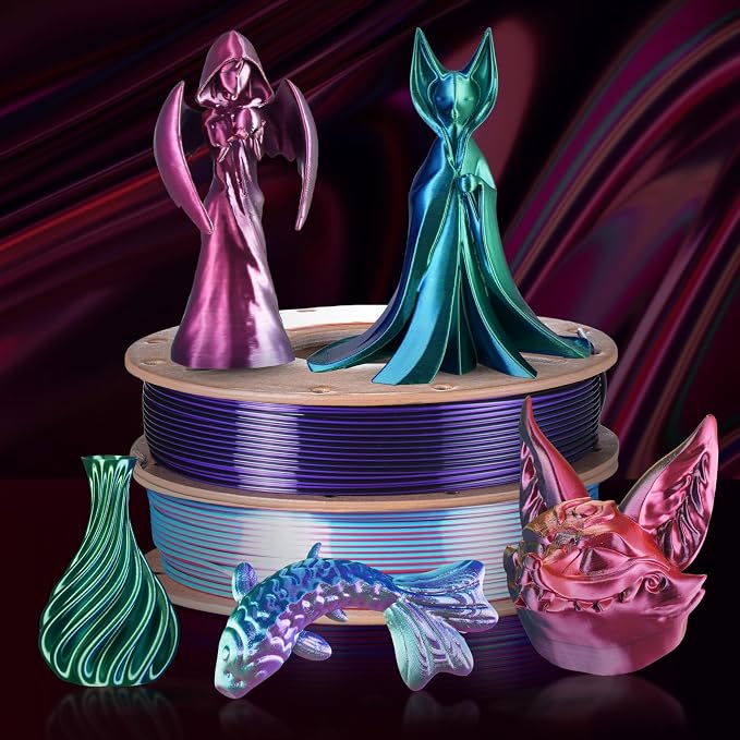 ERYONE PLA Filament 3D Printer Filament Bundle Multicolor 1.75mm +/- 0.03mm, PLA Filament 250g Spool, 4 Rolls, Silk Triple Color 4