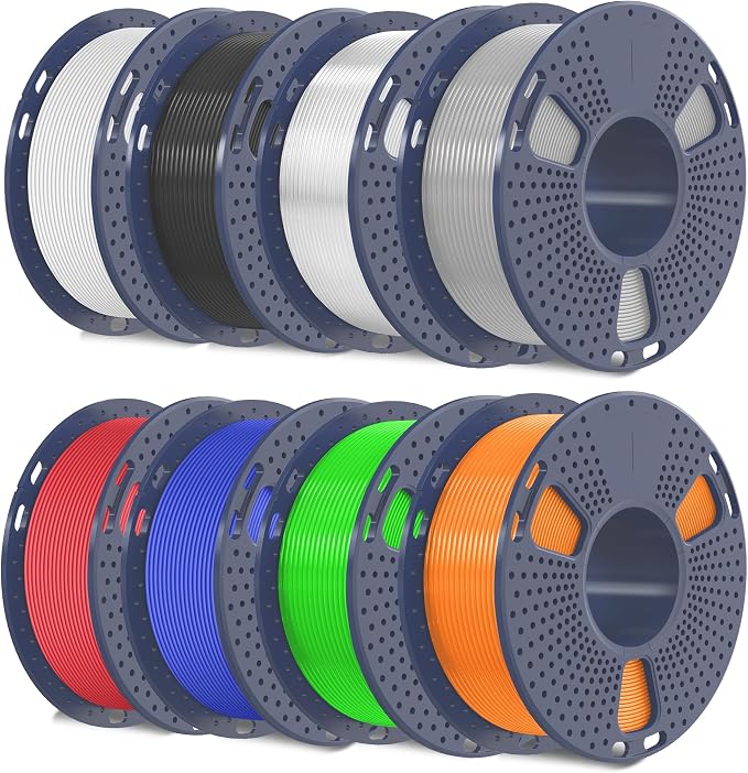 SUNLU TPU 3D Printer Filament 1.75mm, High Speed 95A TPU Filament, Flexible 3D Filament for Fast Printing, Dimensional Accuracy +/- 0.03mm, (250g Black+White+Grey+Red+Transparent+Blue+Green+Orange)