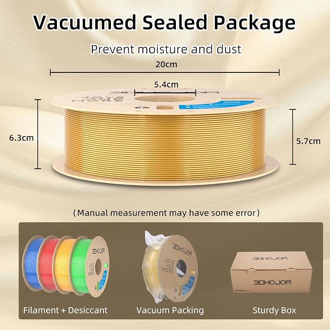 3DHoJor Silk PLA Filament 1.75mm, PLA Filament 1.75mm Silk Shiny 3D Printer Filament, 1kg*4 Cardboard Spool, Dimensional Accuracy +/- 0.03 mm, Fit Most FDM Printer(Gold+Red+Green+Blue)