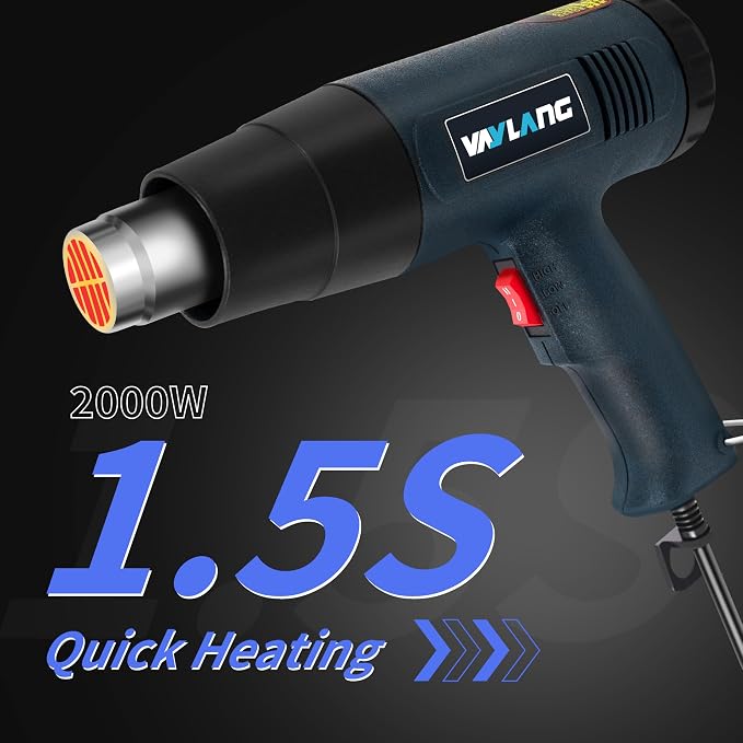 Heat Gun 1800W 122℉-1202℉（50℃- 650℃）Fast Heating Heavy Duty Hot Air Gun Kit Variable Temperature Control
