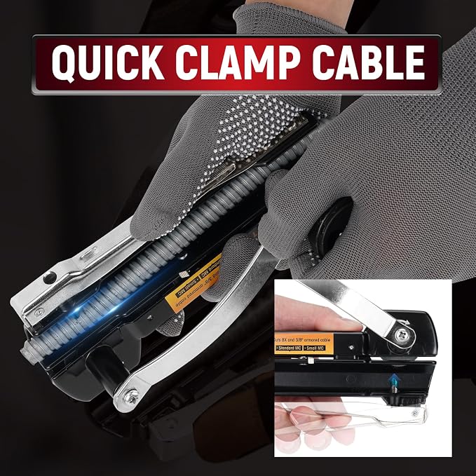 BX/MC Cable Cutter Compatible with Easily Cutting Armored Cables - BX, AC, MC, MCAP, and Greenfield Cables, Cutting Depth Can Be Adjusted Between Standard MC and Reduced-diameter MC, Black