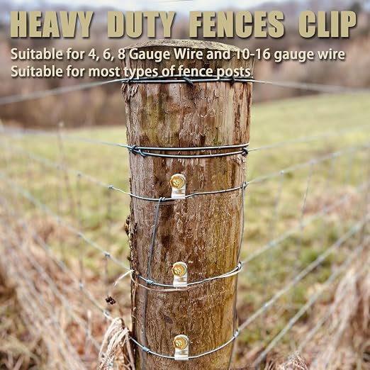 400 PCS T304 Stainless Steel Wire Fence Clips, Fasteners Post Screw with Wire Fixer, Agricultural Fencing Fence Wire Clamps for 4, 6, 8,10 and 12-16Gauge Wire Fencing Livestock Fencing Clips for Wood