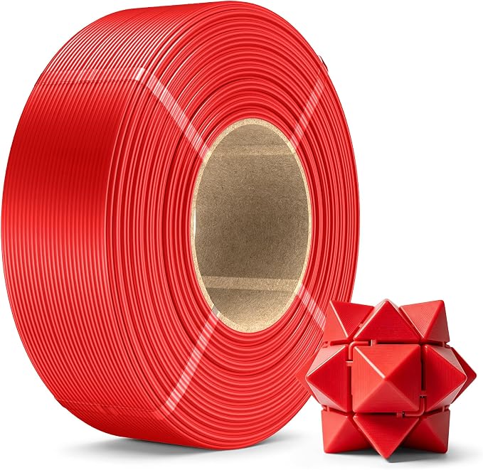 SUNLU PLA+2.0 3D Printer Filament Refill 1.75mm, 1KG Red | High Toughness PLA+ Filament, No Spool Refill for Reusable Spools, Compatible with Bambu Lab 3D Printers, Red