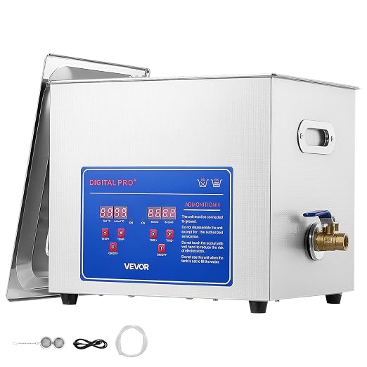 VEVOR Ultrasonic Cleaner 10L-Class Capacity Ultrasonic Parts Cleaner 40kHz, Digital Time and Temp Control, Stainless Steel Ultra Sonic Cleaning Machine with Cleaning Baskets, for Auto Parts, Glasses