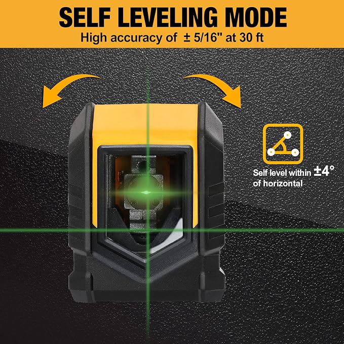 PREXISO Multi Surface Laser Level LED Light Vial, 30Ft Horizontal and Vertical Line Laser & PREXISO 65Ft Laser Level Self Leveling with Rotatable Mount Clamp