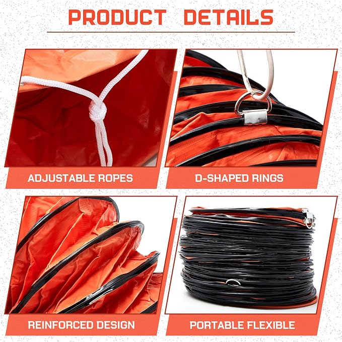 Pangda 1 Pack 25ft Duct Hosing PVC Flexible Ducting Hose 12 Inch HVAC Duct Hosing Flame Retardant with Stainless Steel Air Ducting Clamps Adjustable Hose Clamps for Utility Blower, Orange