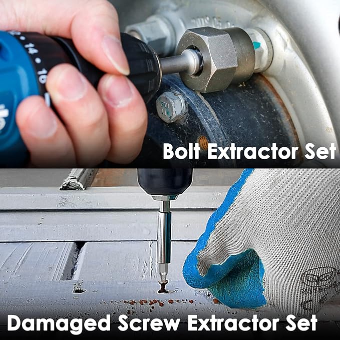 THINKWORK Damaged Screw Extractor Set, 2-21mm, 39-Piece Broken Bolt Extractor Kit, 3/8" Drive Lug Nut Removal Tool, Rounded Bolt Remover for Damaged, Rusted, Rounded-Off, Stripped Fasteners