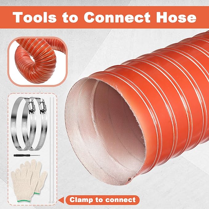 NOWBALL 2in Automotive Air Duct Hose, Length 4 Meter-13.3ft, 2" Silicone Flexible Cooling Ducting, 50mm High Heat Brake Exhaust Hose for Car, Garage, Dryer Air System