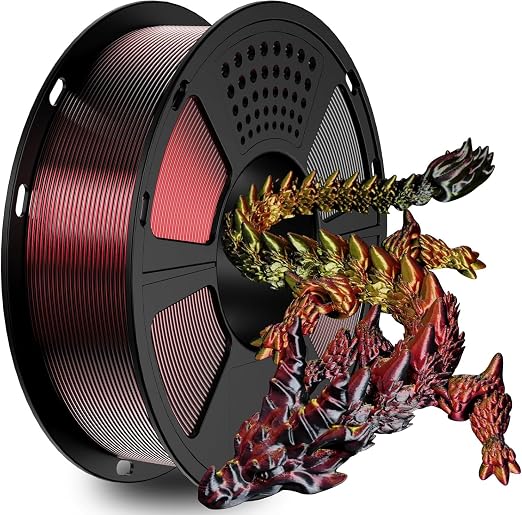 GIANTARM Tri-Colors Silk Pla Filament, Shiny Pla 3D Printer Filament 1.75mm +/-0.03mm, 1Kg (2.2lbs) Spool, Vacuum Packaging (Red+Gold+Black)