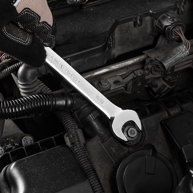 DURATECH 15/16" Combination Wrench, SAE, CR-V Constructed with Mirror Polish, 12-Point, 15-Degree Offset