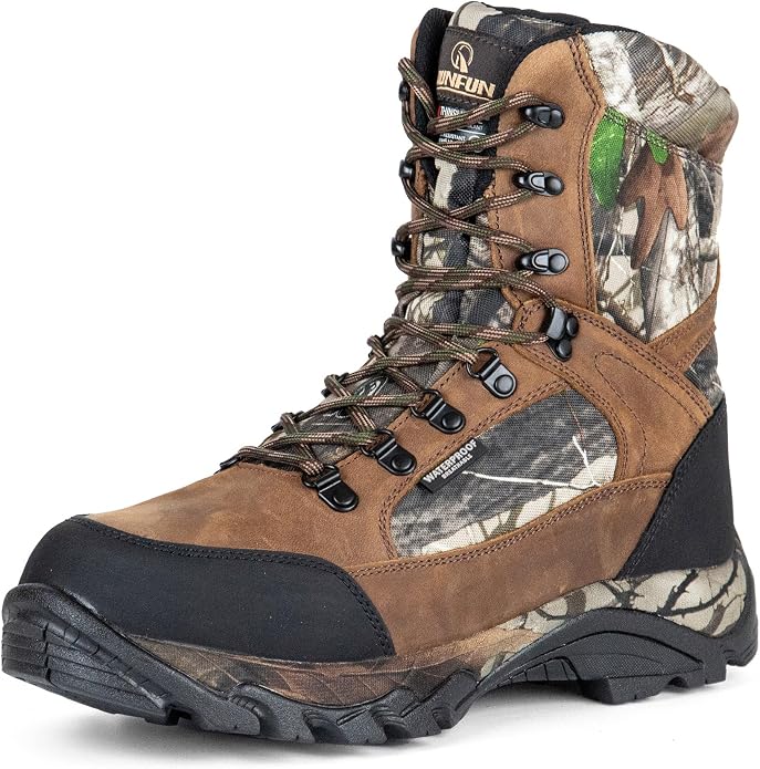 Men's Waterproof Military Tactical Work Boots with Steel Shank, 8" Insulated Leather Hunting Boot