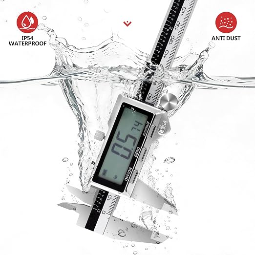 Rechargeable Calipers 6 Inch, Digital Caliper Stainless Steel Electronic Micrometer with Large LCD Display, Inch/mm/Fraction Conversion, Professional Vernier Measuring Tool