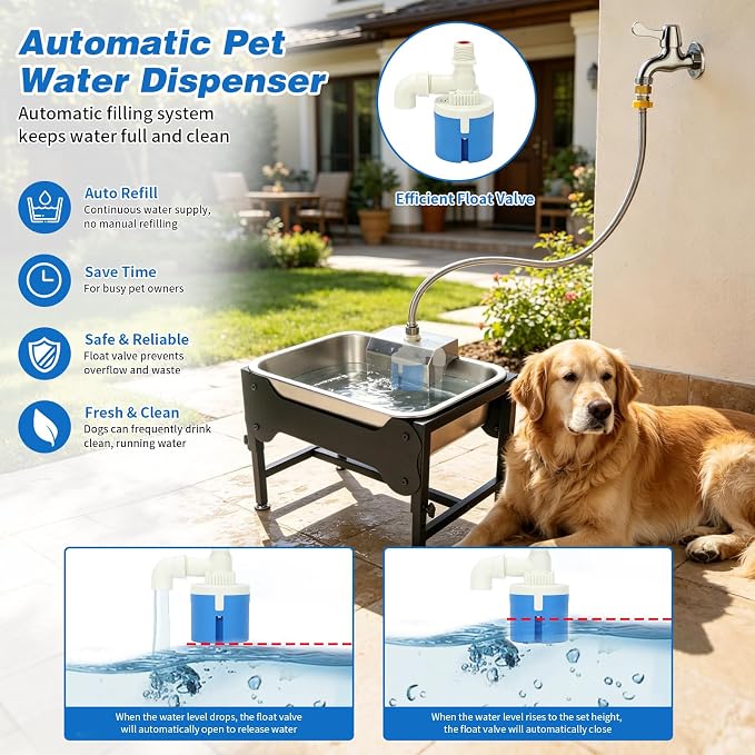 3 Gallons Elevated Automatic Water Dispenser for Dogs,4 Height Adjustable Outside Dog Water Bowl,Stainless Steel Dog Self Watering Bowl Livestock