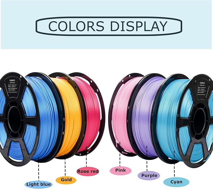 Silk PLA Filament 1.75mm Bundle 6KG, Shiny 3D Printer Filament Set, Dimensional Accuracy +/- 0.02mm, Individually Vacuum Packed, Smooth Silky 3D Printing Filament Pack, 6 Spools 1KG Each