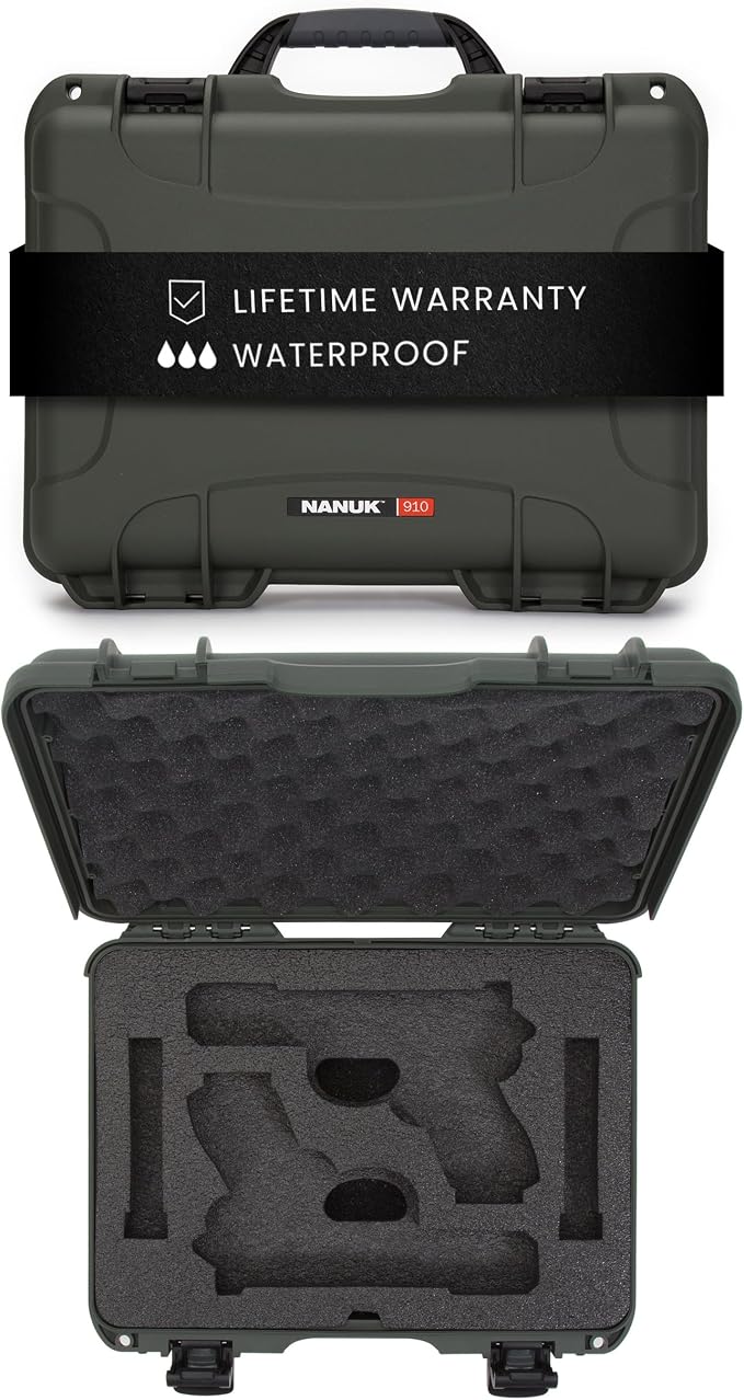 NANUK Hard Case with Custom Foam Insert for Glock, IP67 Waterproof & Crushproof, Rugged Construction for Ultimate Protection, Made in Canada