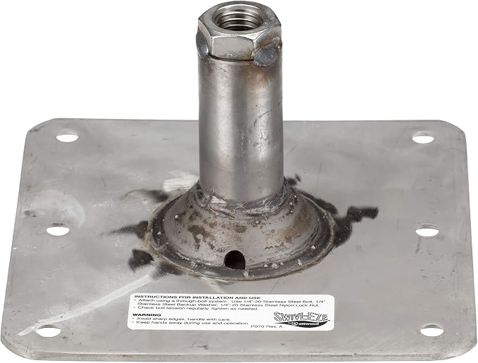 Attwood SP-67739-T Lock’N-Pin ¾-Inch Pin Base — 7x7-Inch Base, Threaded, Acetal Bushing, Pre-Drilled for Mounting