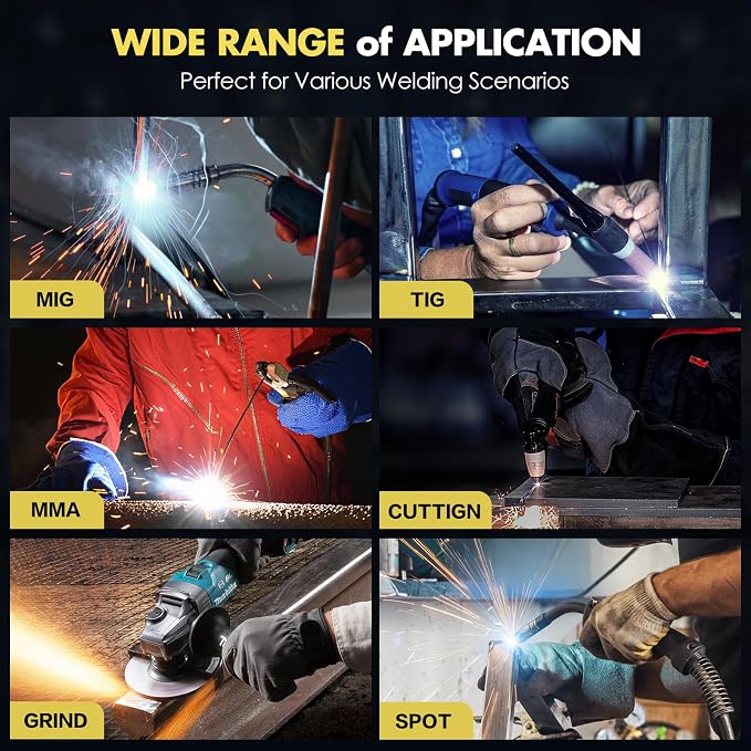 Auto Darkening Welding Helmet Large View 3.94" x 3.66", True Color Welding Hood Optical Clarity, 4 Arc Sensor Solar/Battery Powered, Wide Shade 3.5/5-9/9-13 Welder Mask for TIG MIG ARC Cut Grind
