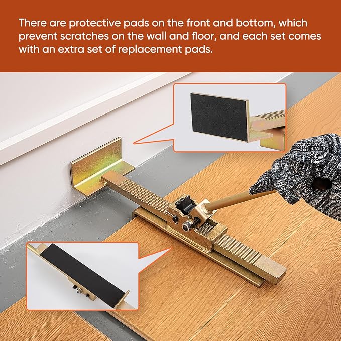 Flooring Jacks 2PCS with Scratch-Resistant Felt Pads, Hardwood Floor Jack, Laminate & Vinyl Plank Flooring Tool, Floor Gap Fixer for Wood Floors, Deck Board Straightening, Protect Floor from Scratches