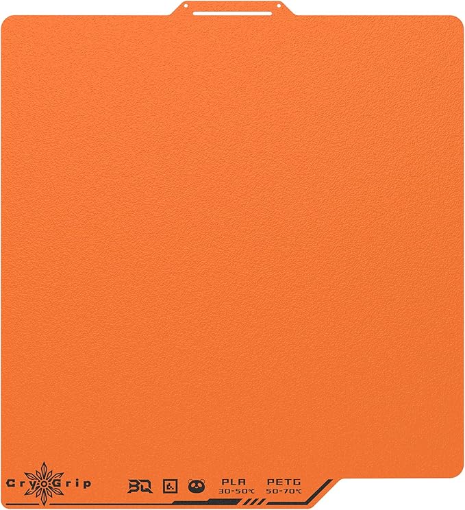 BIQU Cryogrip Pro Frostbite Matte Orange Cold Build Plate for Bambu-Lab P1S/P2S/P1P/X2D/X1C/X1E/A1 3D Printer 257x257MM Double-Sided Upgrade Room Temperature Print Removable Surface Platform