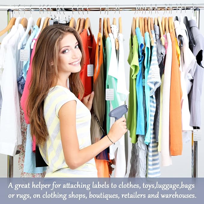 6006 Pcs Clothes Garment Tag, Tagging Gun for Clothing with 6 Needles Attacher Garment Tag Price Tags 2 Inch Standard Plastic Fasteners Barbs Clothing Paper Size Name Style Steel(Gray)