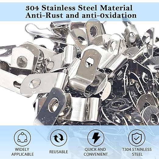 400 PCS T304 Stainless Steel Wire Fence Clips, Fasteners Post Screw with Wire Fixer, Agricultural Fencing Fence Wire Clamps for 4, 6, 8,10 and 12-16Gauge Wire Fencing Livestock Fencing Clips for Wood