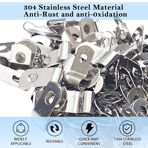 200 PCS T304 Stainless Steel Wire Fence Clips, Fasteners Post Screw with Wire Fixer, Agricultural Fencing Fence Wire Clamps for 4, 6, 8,10 and 12-16Gauge Wire Fencing Livestock Fencing Clips for Wood