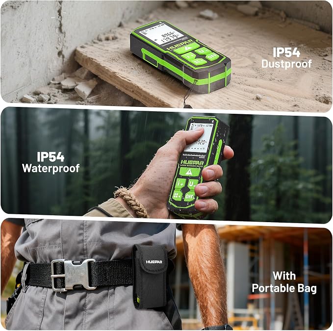 Huepar S60-G-BT Professional Bluetooth Laser Measuring Tool, 200ft | APP Control, Green Beam, ±1/16" High Accuracy, Rechargeable USB-C Laser Distance Meter, Angle Sensor, IP54, Gifts for Men