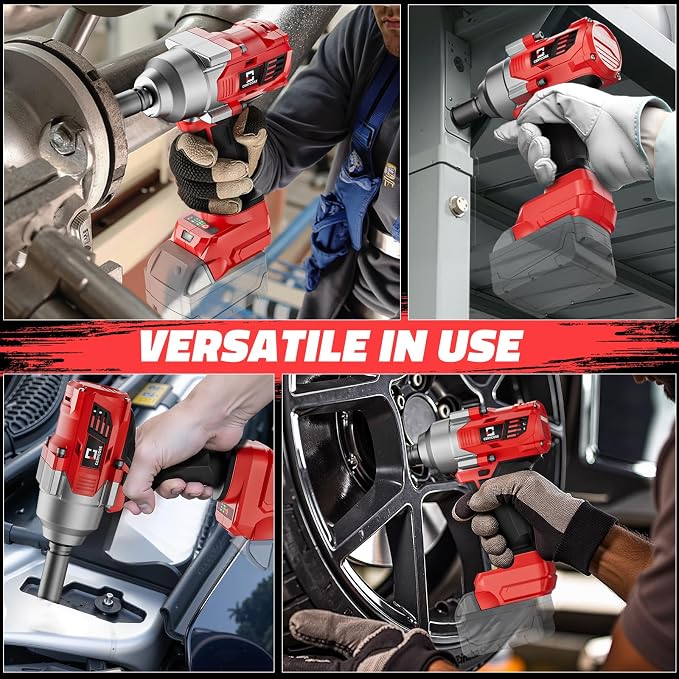 Cerycose Cordless impact Wrench 1/2 inch Compatible with Milwaukee 18v Battery, 750FT-LBS (1000N.m) Brushless Electric Impact Gun with LED Work Light & 6 Sockets, High Torque Impact Driver, Bare Tool