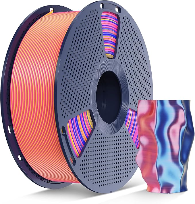 SUNLU Silk Triple Color PLA Filament, Silk PLA 3D Printer Filament 1.75mm, Neatly Wound Shiny Silk 3D Printer Filament 1.75mm ±0.02mm, 1KG Spool (2.2lbs), Silk Triple Color (Red Yellow Blue)