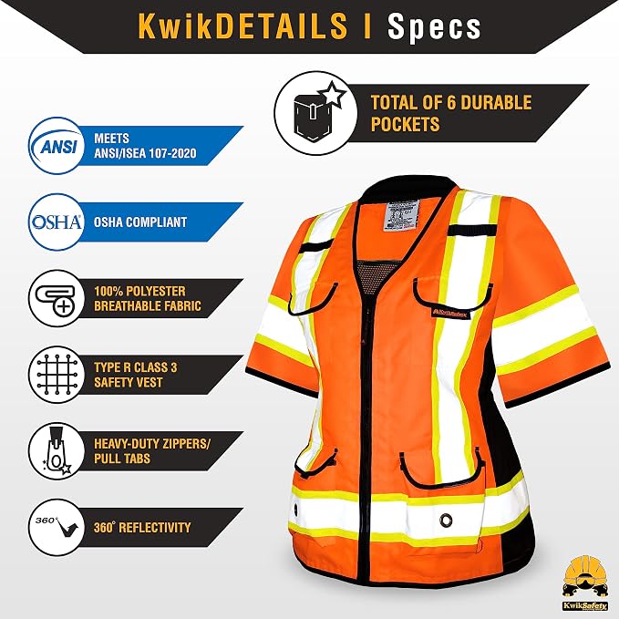 KwikSafety - Charlotte, NC - GODMOTHER (LOOSE FIT) Class 2 & Class 3 Safety Vest for Women [TABLET POCKET] ANSI OSHA